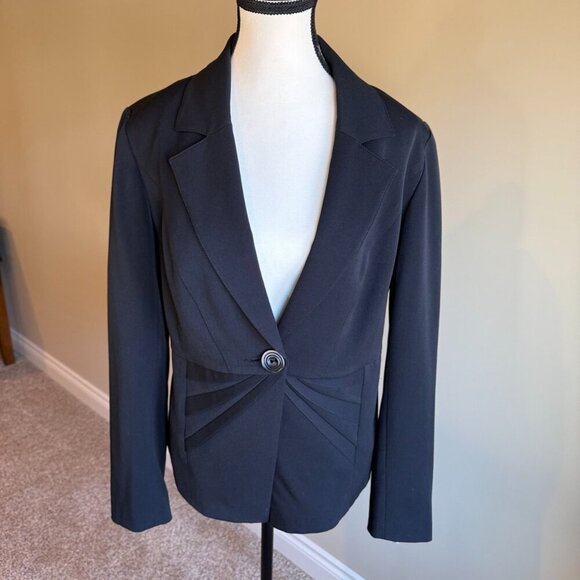 Tribal Suit Jacket Blazer double breasted black one button front embellishment - Picture 1 of 12